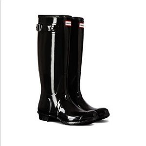 Black Glossy Hunter Rain-boots Tall